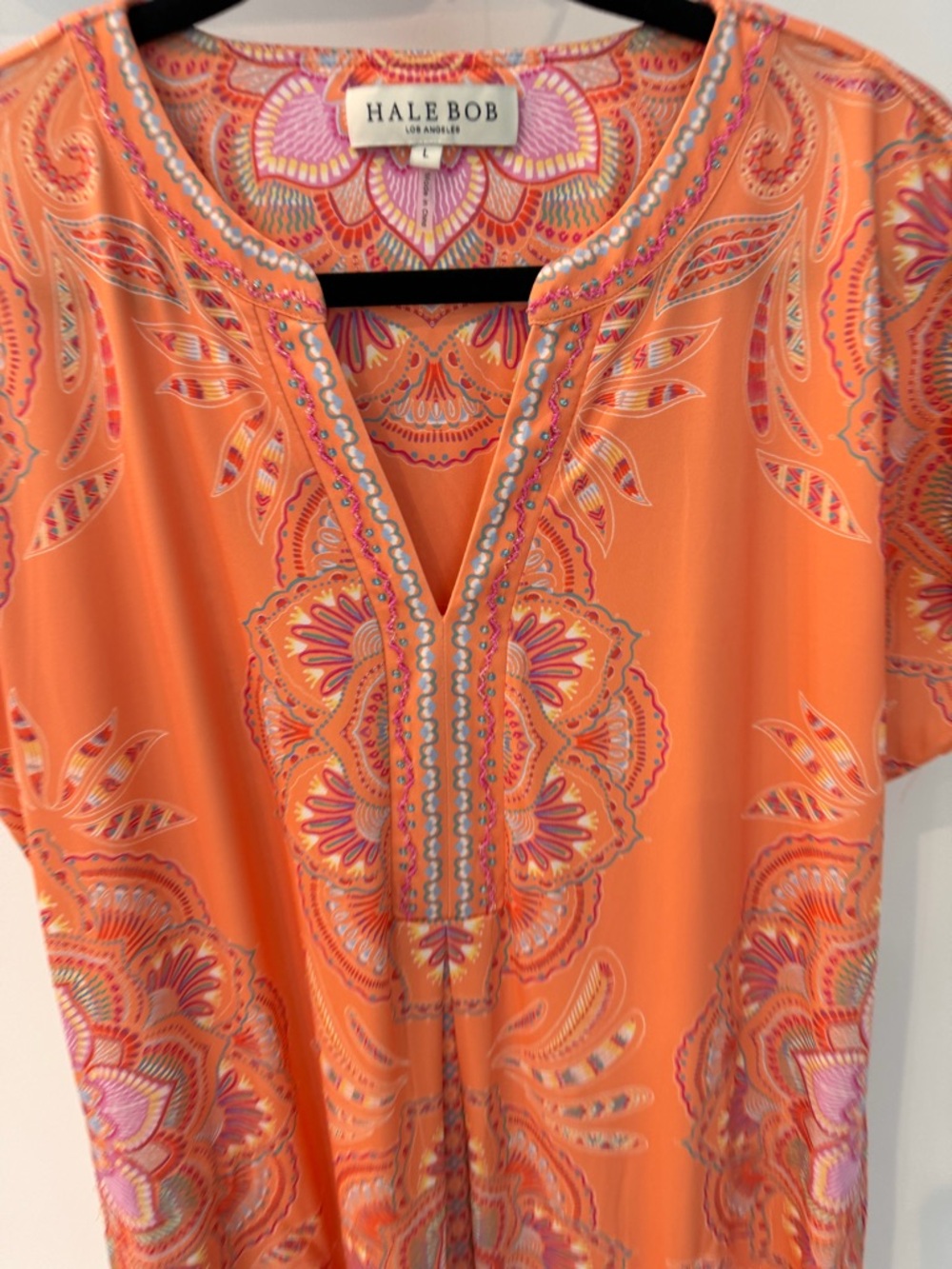 Hale Bob Orange Paisley Shift with Pink Accents - Picture 3 of 4